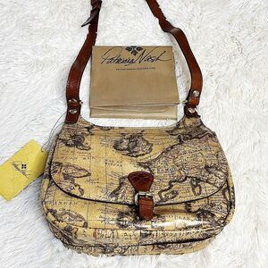 Patricia Nash European World Map Saddle BAG Purse Adjustable Strap Leather NWT